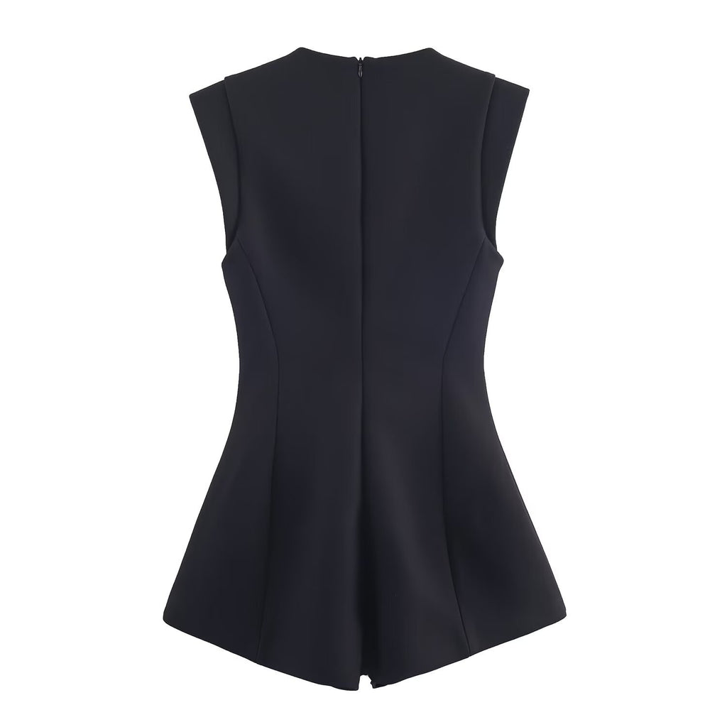 Jewelry button up short jumpsuit