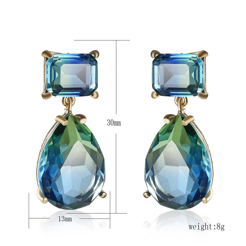 Earrings with gradient tourmaline color earrings and water drop earrings