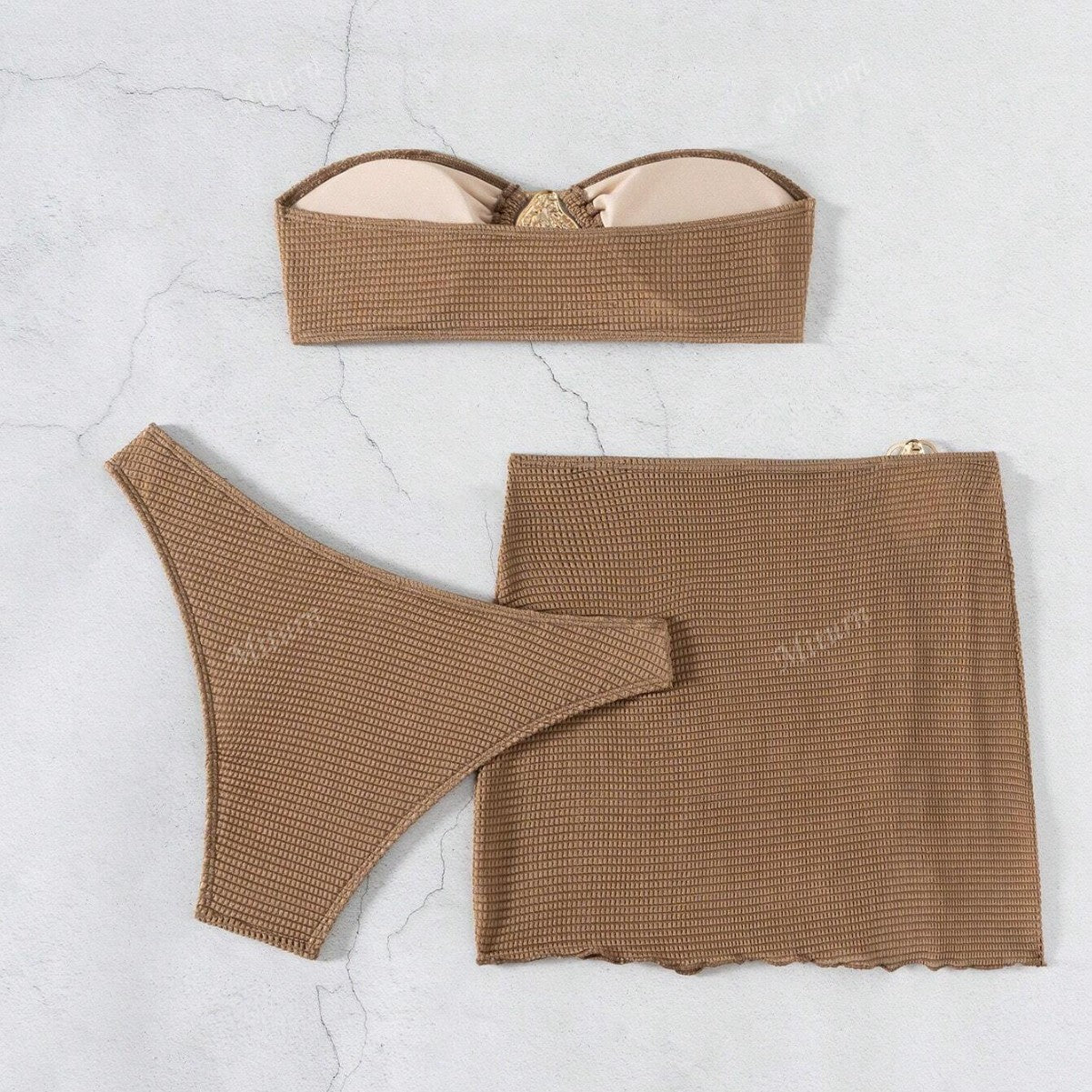 Three piece metal jewelry bikini