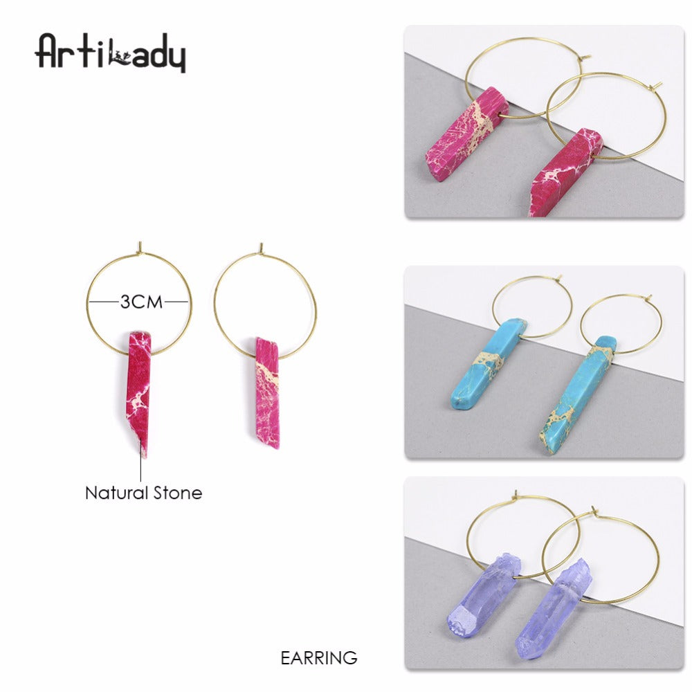 Artilady Raw Crystal Hoop Earrings For Women Small Hoop Earring