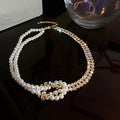 Pearl Crystal Choker Necklaces for Women Short Chain Rhinestone Necklaces Statement Jewelry