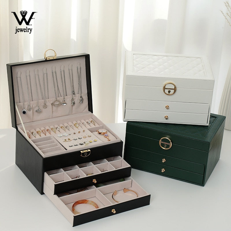 Jewelry Box with Watch Pillow 3-layer Large Capacity Jewelry Casket Jewelry Organizer Earring Holder Jewelry Storage Gifts