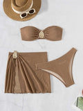 Three piece metal jewelry bikini