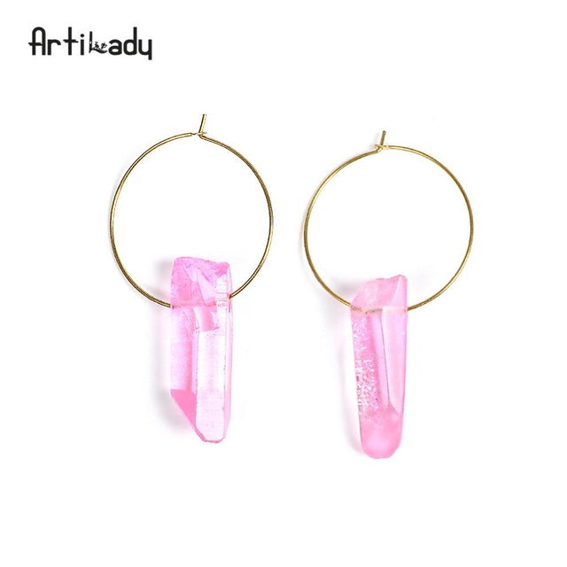Artilady Raw Crystal Hoop Earrings For Women Small Hoop Earring