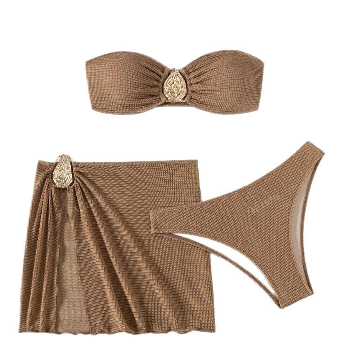 Three piece metal jewelry bikini