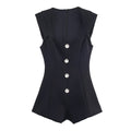 Jewelry button up short jumpsuit