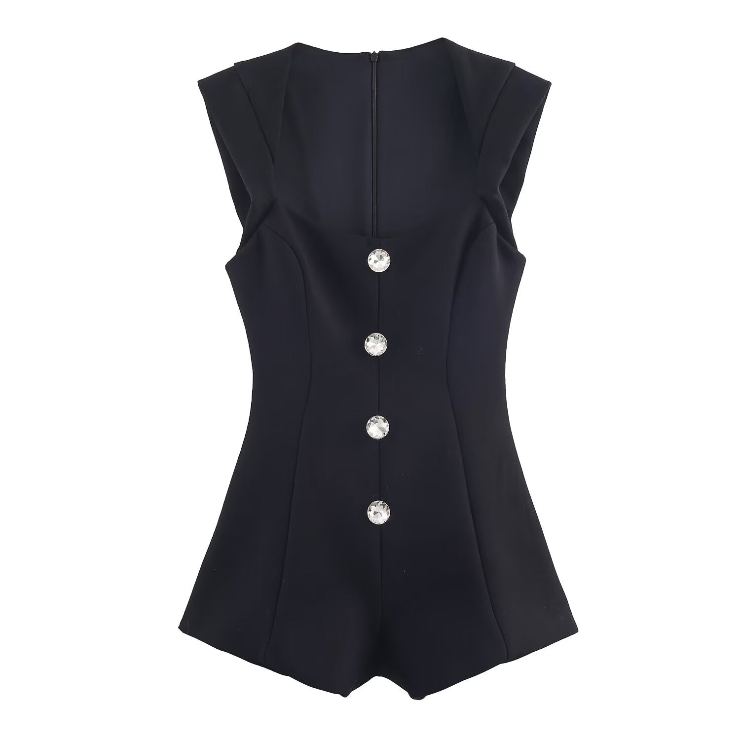 Jewelry button up short jumpsuit