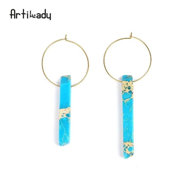 Artilady Raw Crystal Hoop Earrings For Women Small Hoop Earring