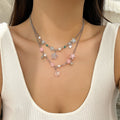 Cold style hollow out pentagram star shaped pendant with three layered necklace necklaces