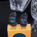 Retro light luxury caterpillar hollow colorful gradient zircon hoop earrings