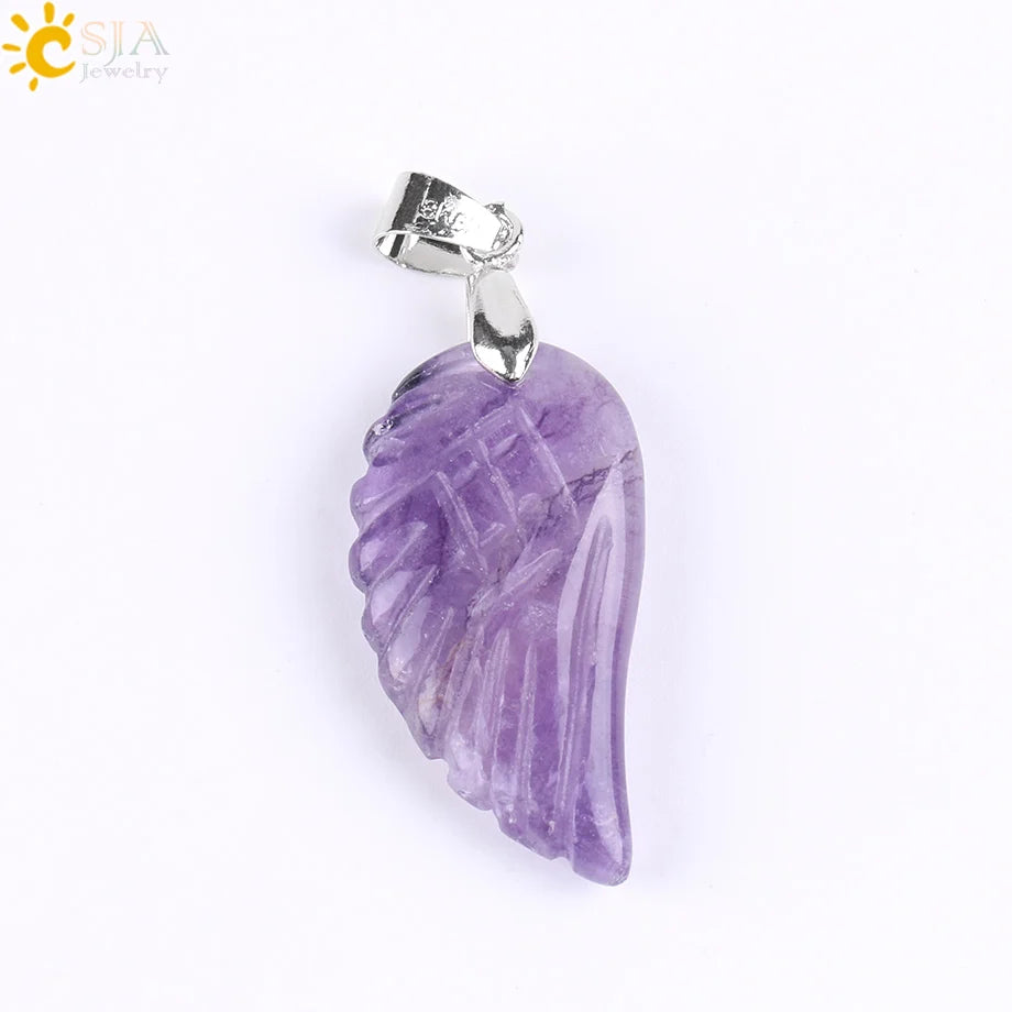 Natural Gem Stone Angel Wing Necklaces & Pendants