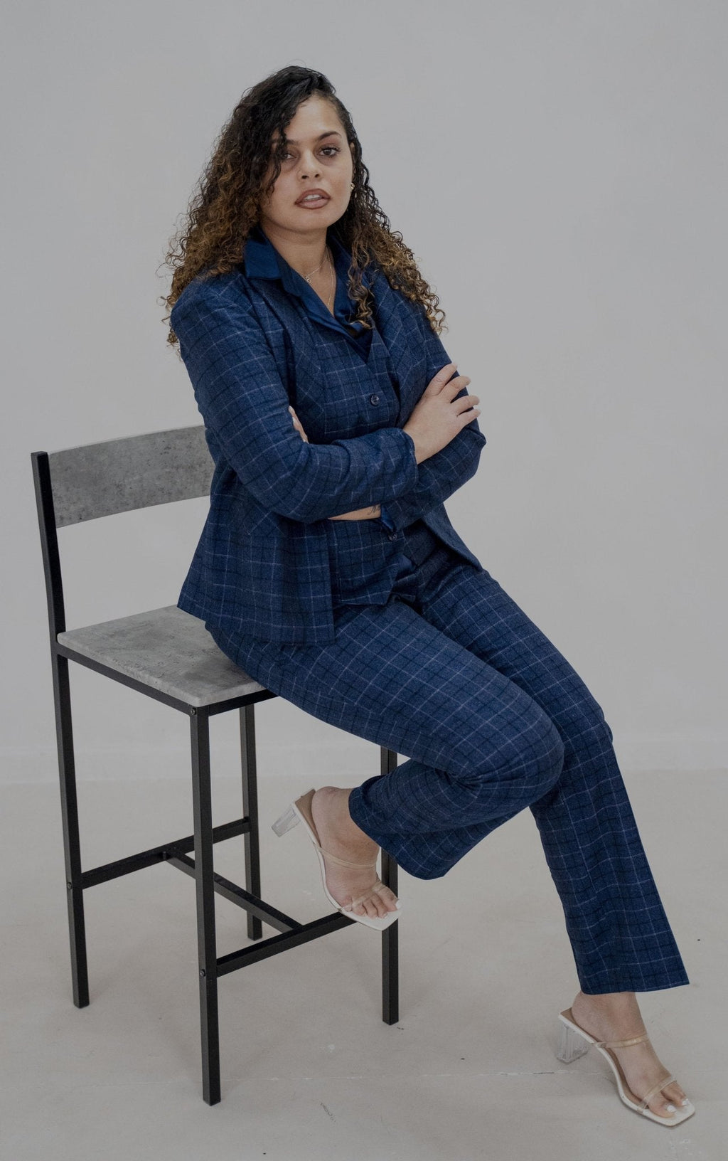 The plaid powered 3-piece pantsuit