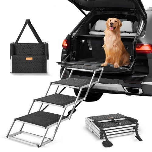 Dog Stair for Cars 4-step Folding Dog Steps Aluminum Loads up to 113.4